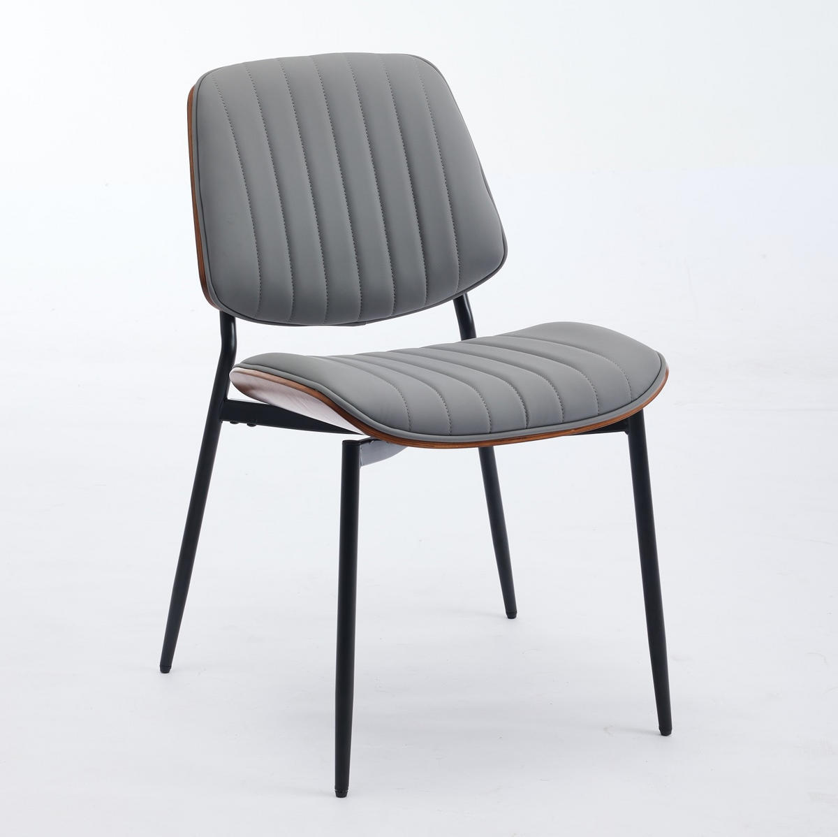 ESSZIMMERSTUHL im Mid-Century-Stil PU-Leder Grau - Grau, Metall (48.3/83.3/57.4cm) - Meubliv