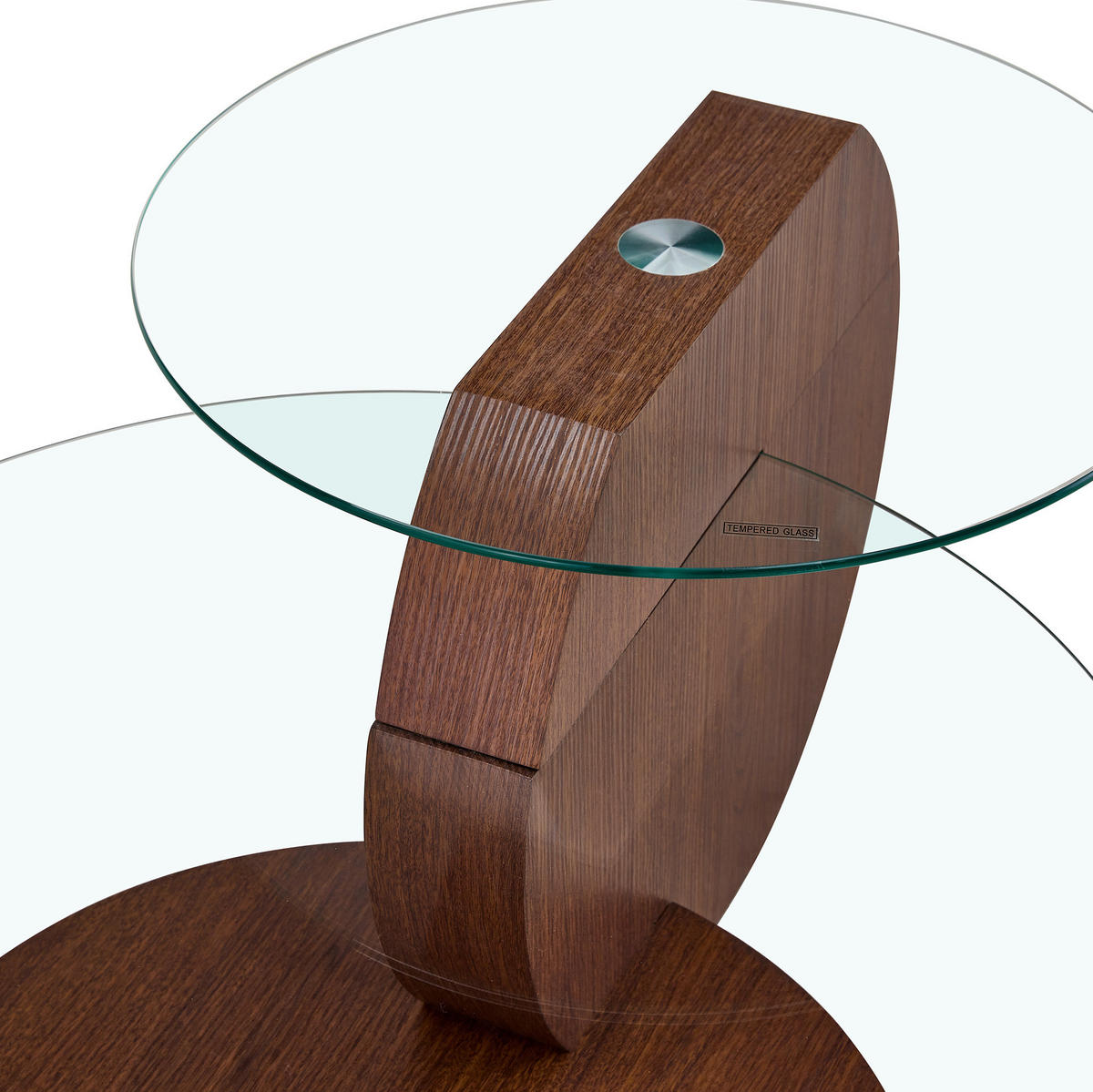 COUCHTISCH mit Glas aus MDF in Walnussoptik mit 2 Ebenen und Sicherheitsglas,70/70/44 cm - Walnussfarben, Holzwerkstoff (70/70/44cm) - Flora Grace
