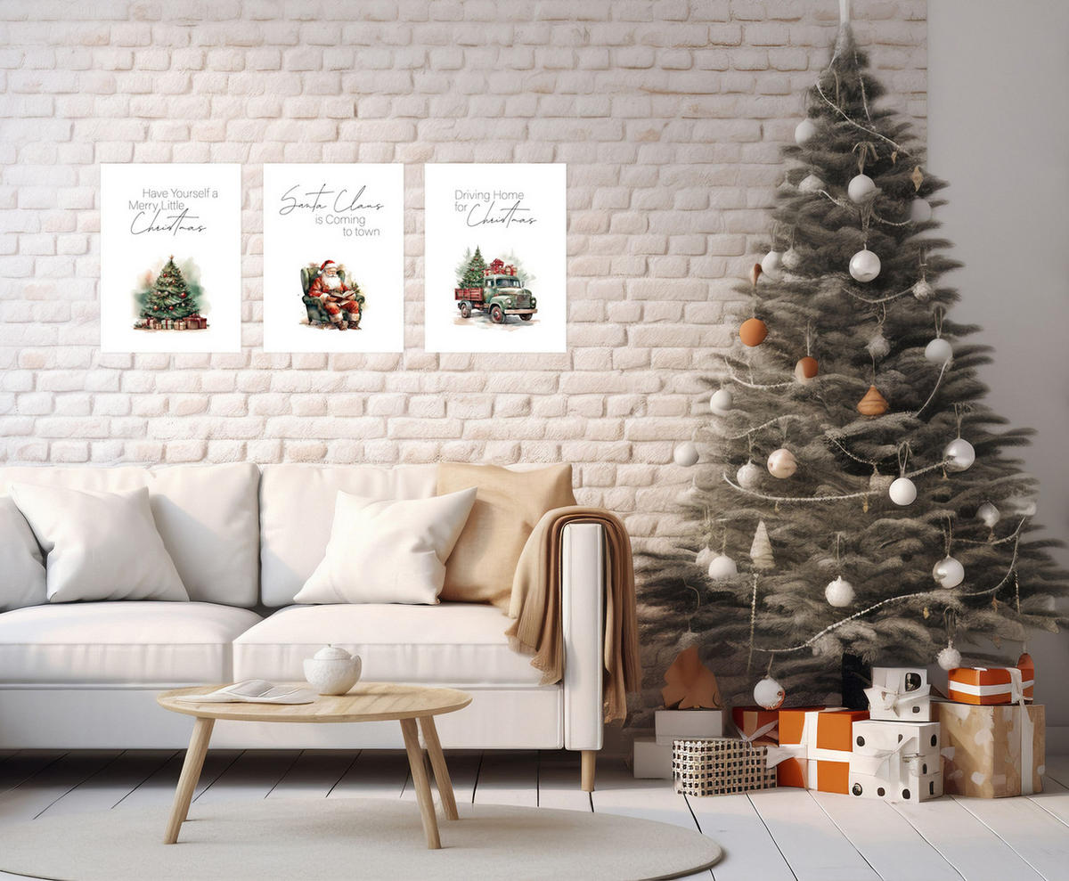 BILDERSET 3er-Set 30x40 cm Weihnachten Sprüche - Beige, Kunststoff (30/40/2cm) - artissimo