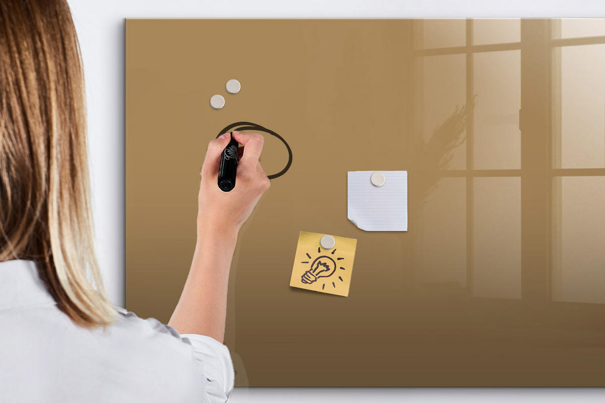MAGNETTAFEL 100x70 Beige schwarzer Marker - Beige, Glas (100/0.4/70cm) - TULUP