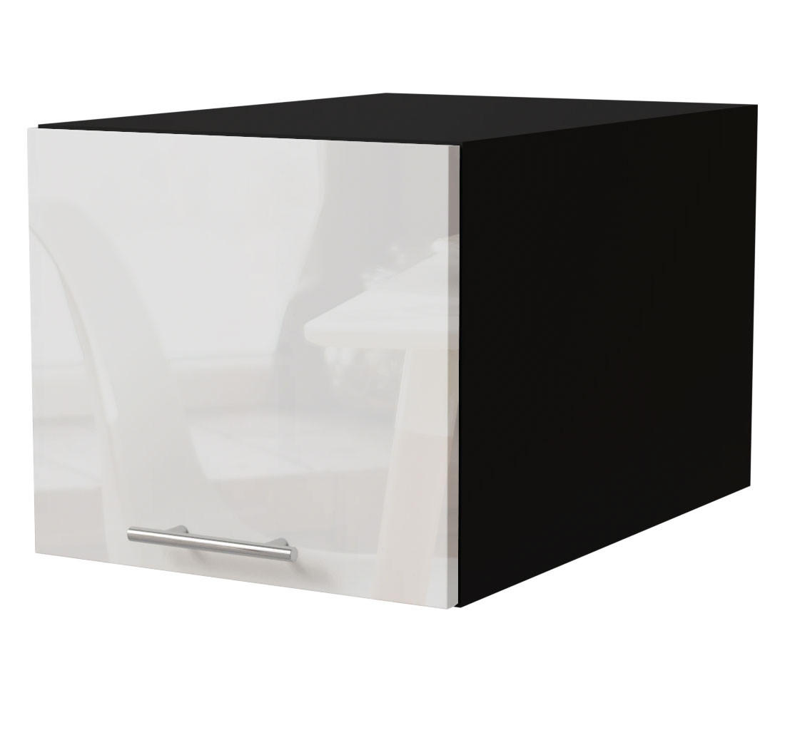 Feldmann-Wohnen Aufsatzschrank Weiß Hochglanz, Schwarz 40x59x36 cm