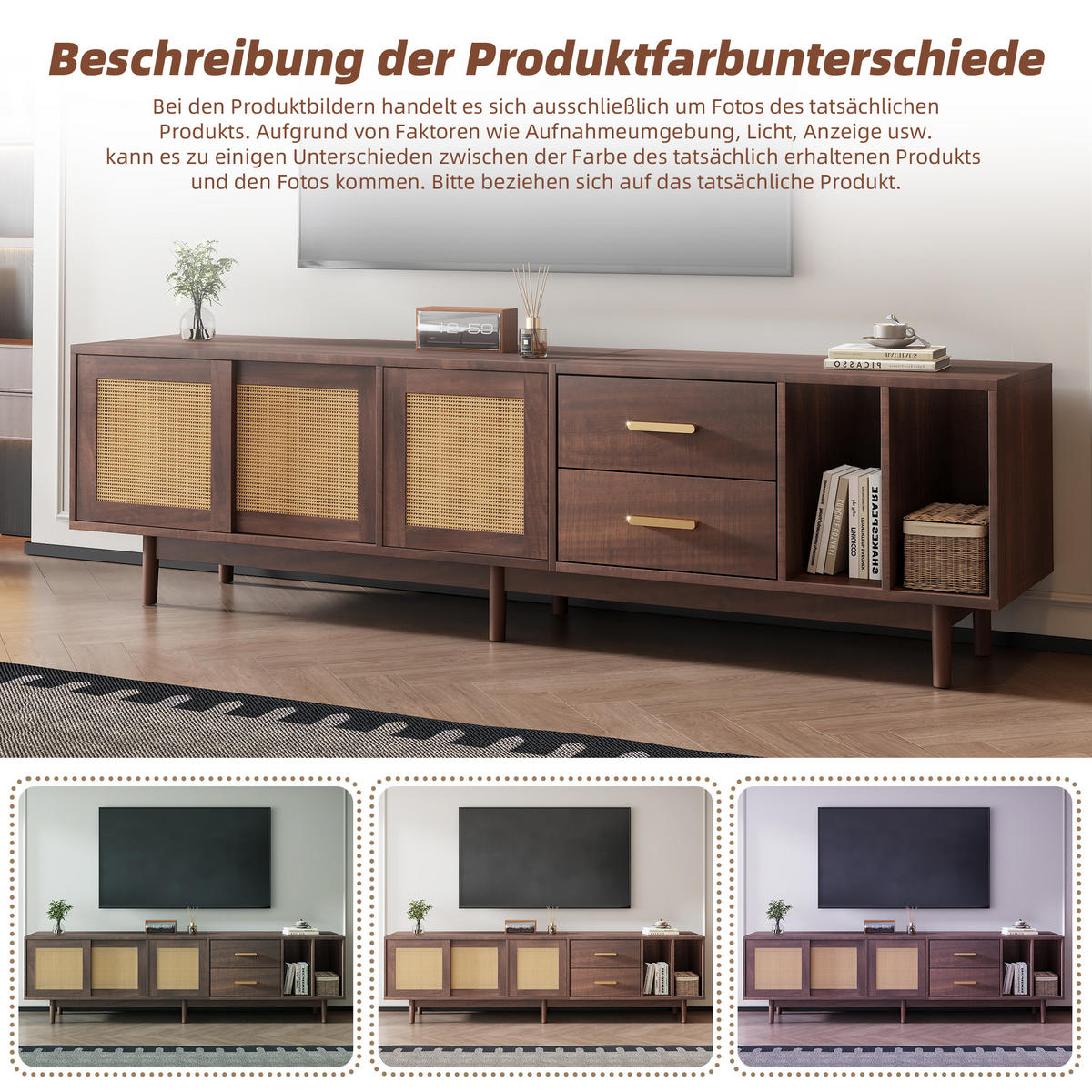 TV-MÖBEL Palermo Braun 190/40/52 cm - Braun, Holzwerkstoff (190/52/40cm) - PANGIVO