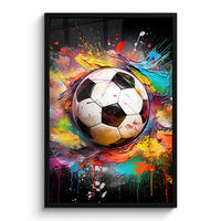 POSTER MIT RAHMEN Fußball - Farbe - Farben - Schwarz - Weiß 60x90 cm - Weiß, Papier (60/90cm) - MuchoWow