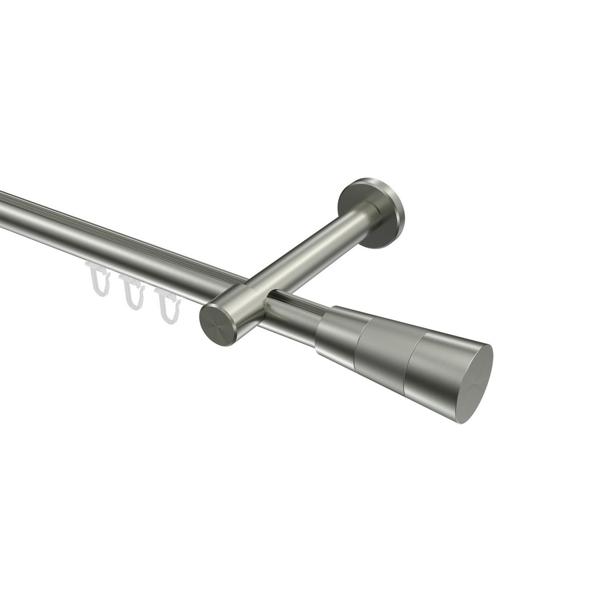 INNENLAUF-GARDINENSTANGEN-SET Prestige Tanara 180 cm, 1-läufig, 20 mm Ø Edelstahl-Optik - Edelstahlfarben/Silberfarben, Metall (180cm) - INTERDECO
