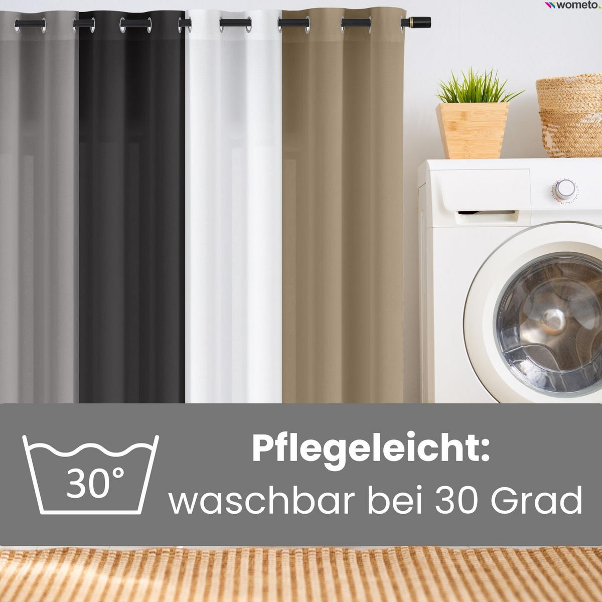 VORHANG Blickdicht grau 140/245 cm mit Ösen - Grau, Textil (140/245cm) - wometo