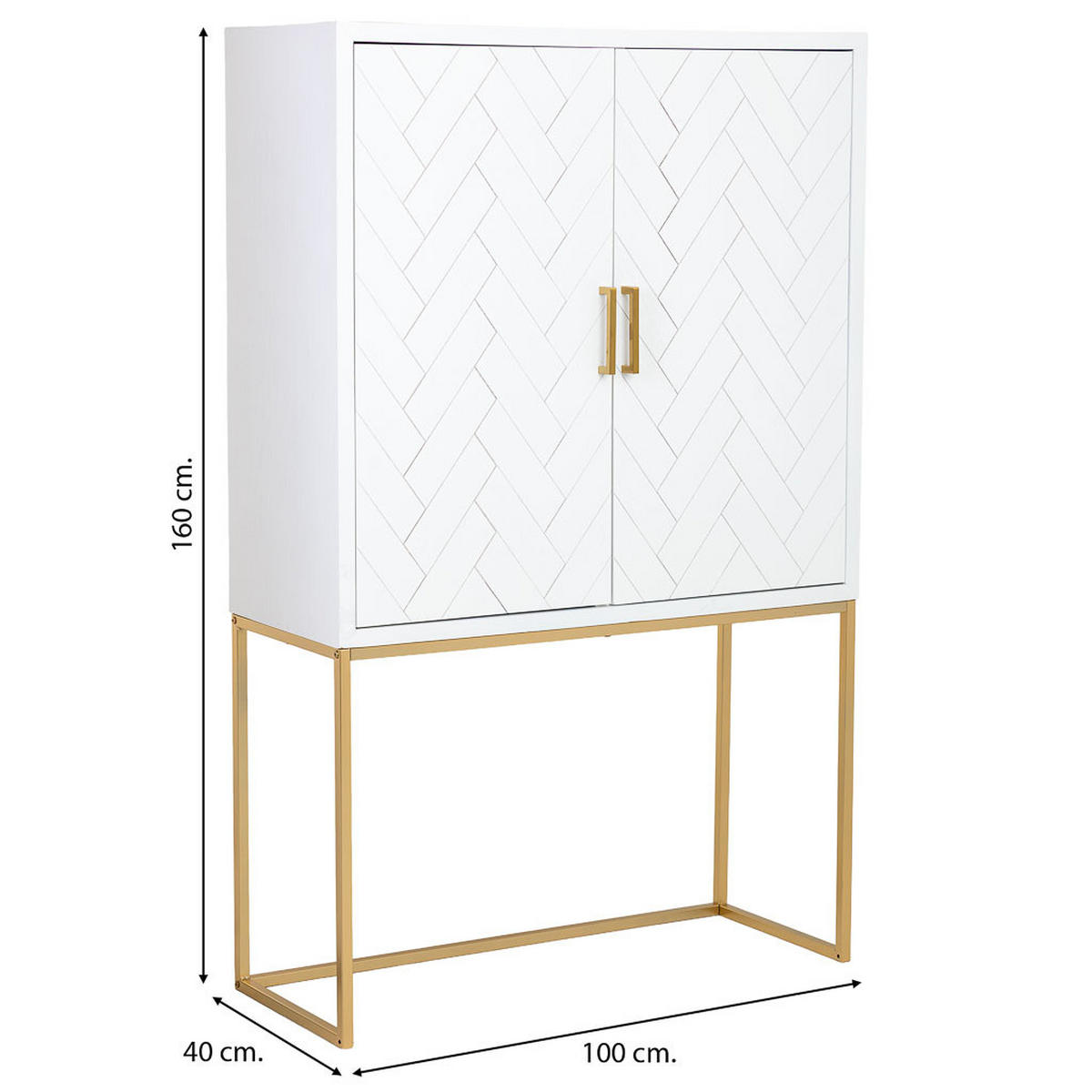 HIGHBOARD mit 2 türiger aus holz und metall 100x40x160 cm - Weiß, Holz (100/160/40cm) - Wanderlust