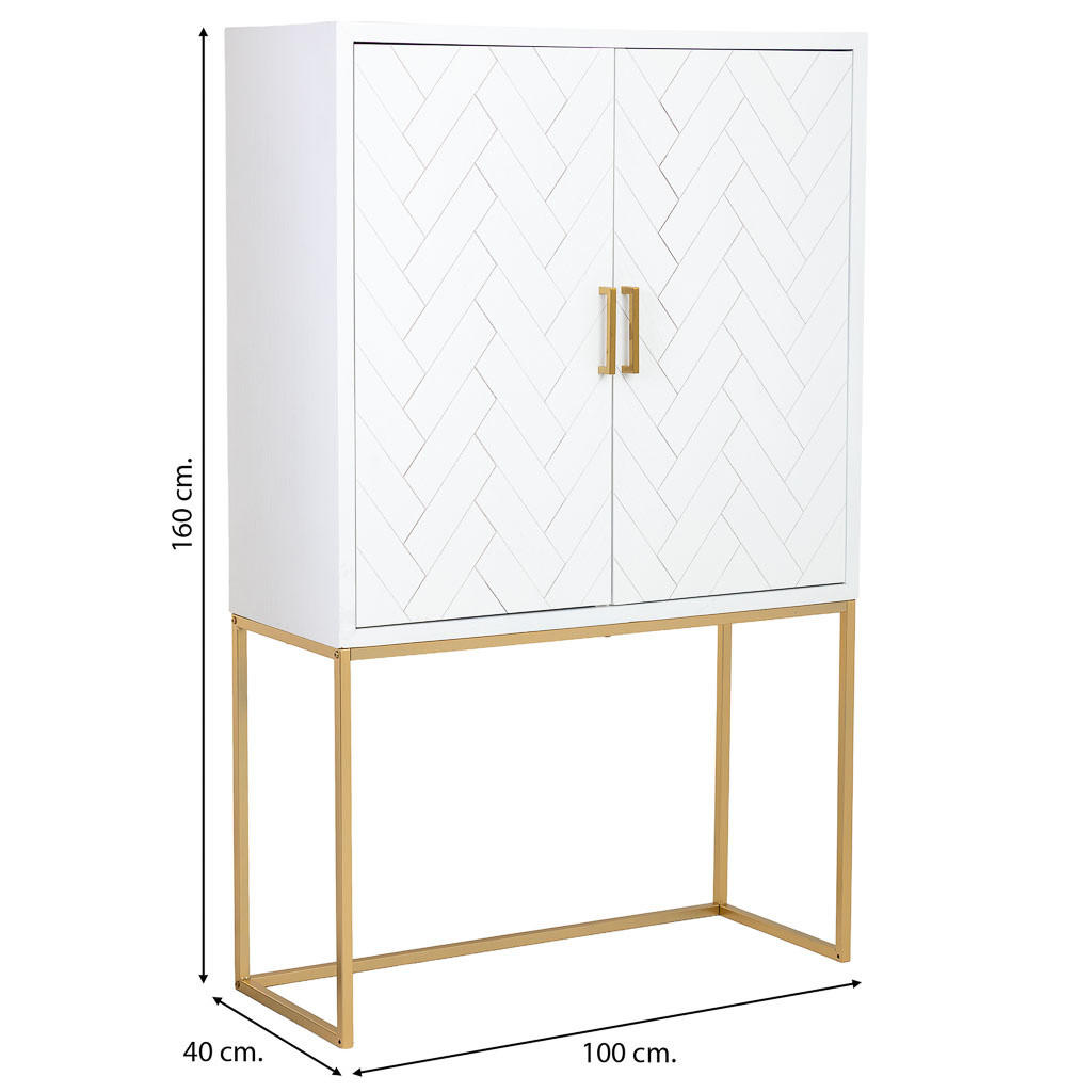 Thumbnail - Wanderlust Highboard, Weiß, Holz, 100x160x40 cm, Wohnzimmer, Kommoden & Sideboards, Highboards