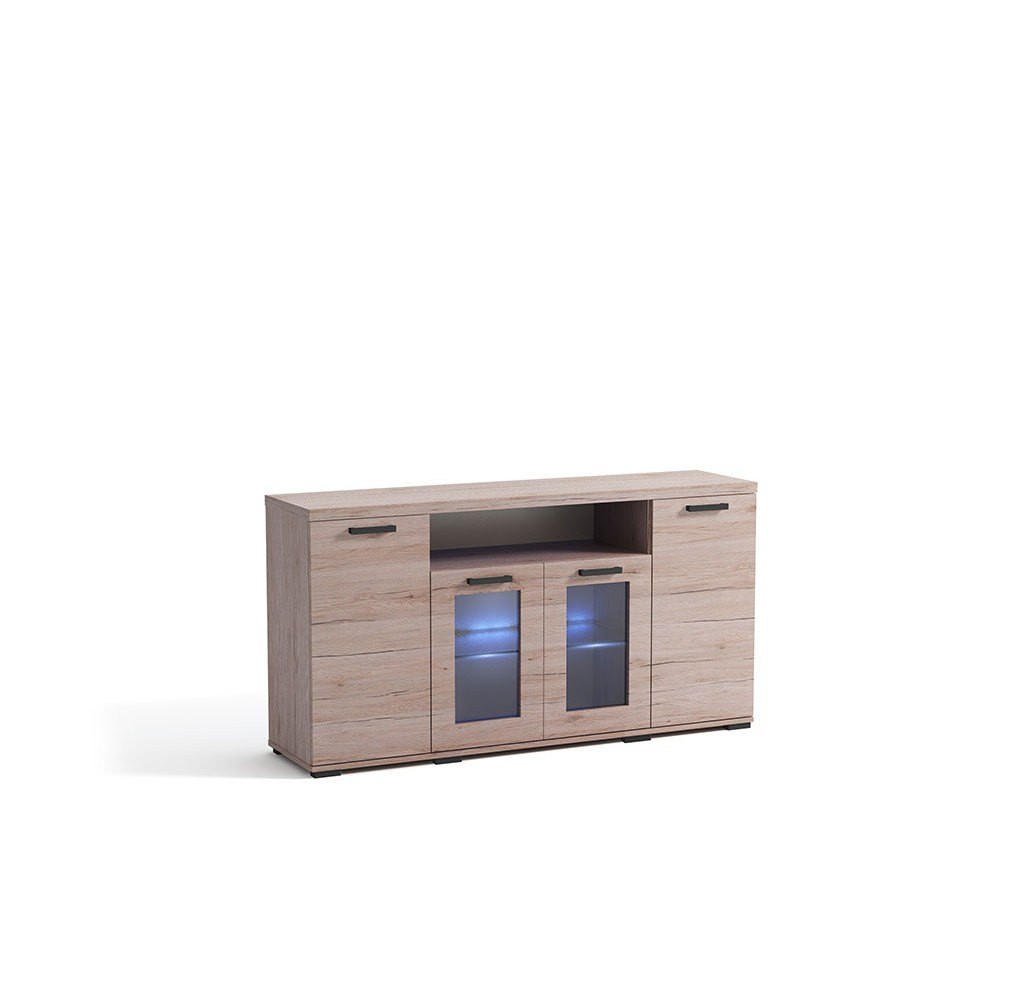 KOMMODE LIVORNO 160/85/40cm mit 4 Türen Eichefarben - Eichefarben, Holzwerkstoff (160/85/40cm) - MASSENO
