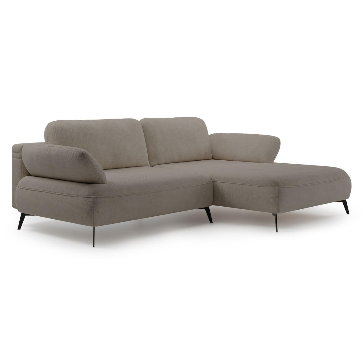 ECKSOFA Avolla Dunkelbeige rechts - Schwarz/Cappuccino, Textil/Metall (186/284cm) - Selsey