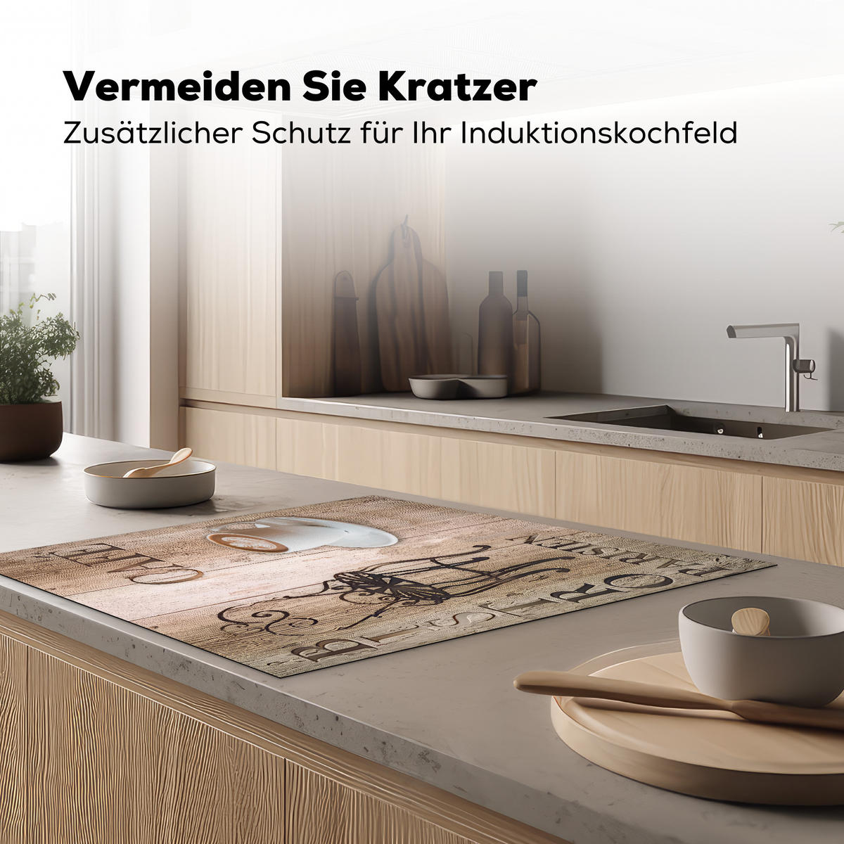 HERDABDECKPLATTE Bistro Parisien - Café - Kaffee - Jahrgang 78x78 cm - Cappuccino, Kunststoff (78/78/0.2cm) - MuchoWow