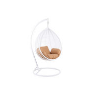 HÄNGESESSEL Cobe Weiß, Beige Kissen, Garten Hängesessel Kokon aus Technorattan - Braun/Weiß, Kunststoff/Metall (107/198/68cm) - Bettso