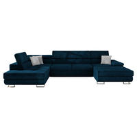 WOHNLANDSCHAFT Cotere Bis, Seite: Links - Dunkelblau, Holz (345/91/202cm) - MIRJAN24