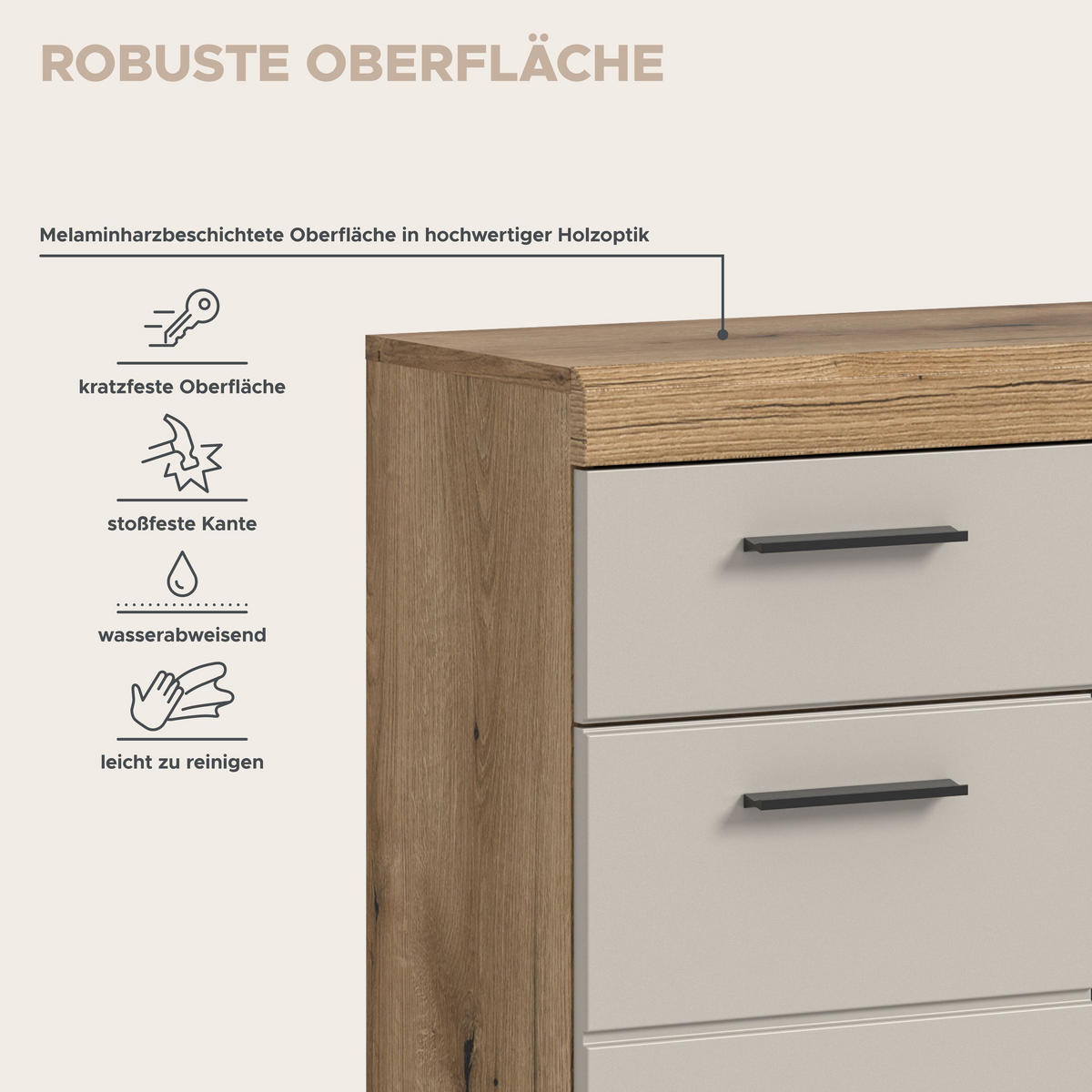STANDSCHRANK SCOUT (B/H/T: ca. 74/88/31 cm) in Evoak Oak Nachbildung/- - Eichefarben, Holz (74/88/31cm)