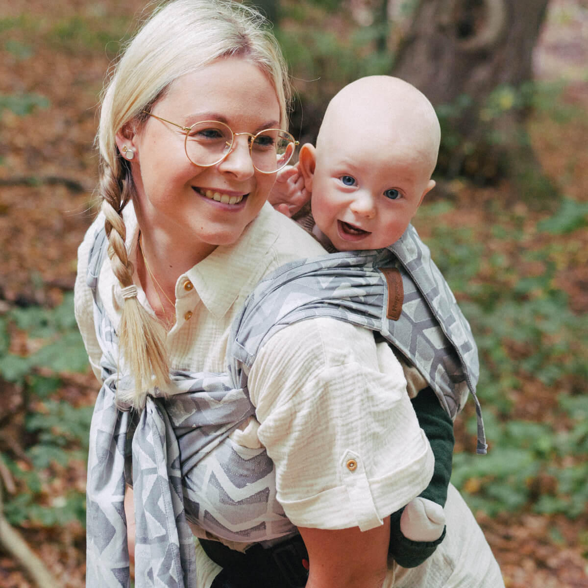 BABYTRAGE Hop-Tye Advanced - Hellgrau/Grau, Textil (26.5/7.2/38.5cm) - Hoppediz