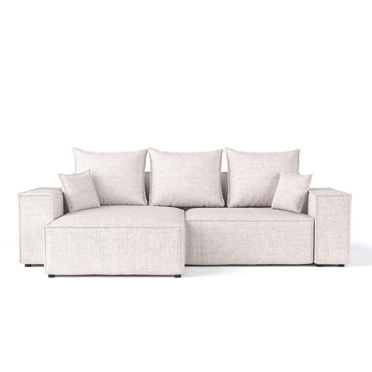 ECKSOFA SENSO mit Schlaffunktion Hellbeige im Neve Stoff - Sandfarben/Schwarz, Holz/Holzwerkstoff (255/148cm) - AltaBeds