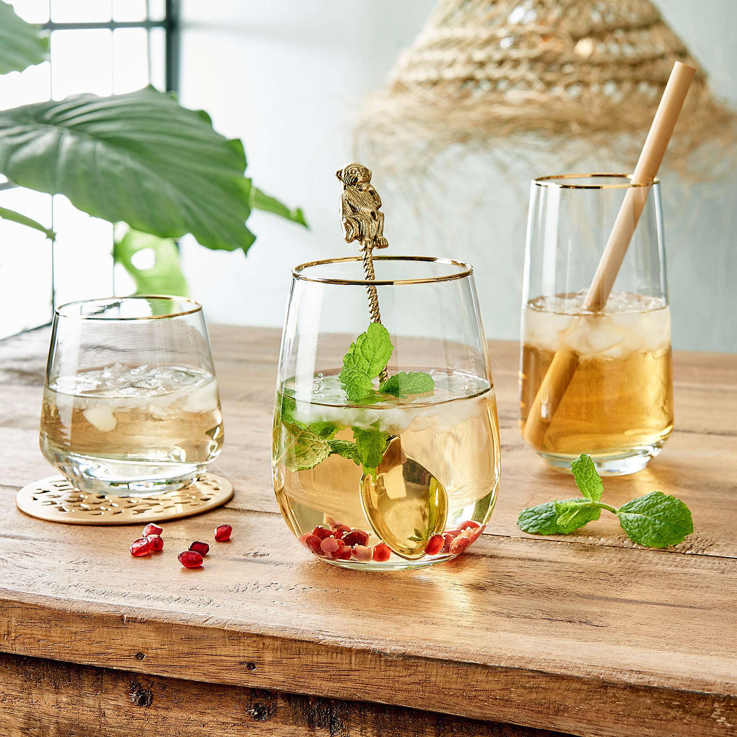 TRINKGLAS (6er Set) Touch Of Gold - Transparent, Glas (0.59L) - BUTLERS