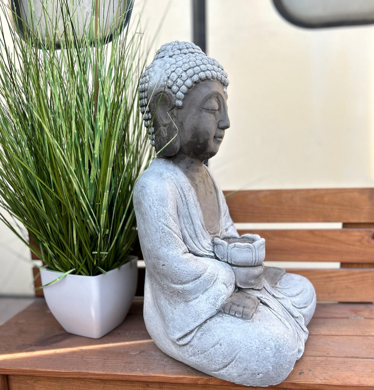 STEINFIGUR Buddha Shiva XL frostfest Steinguss - Grau, Stein (28/48/27cm) - stoneandstyle