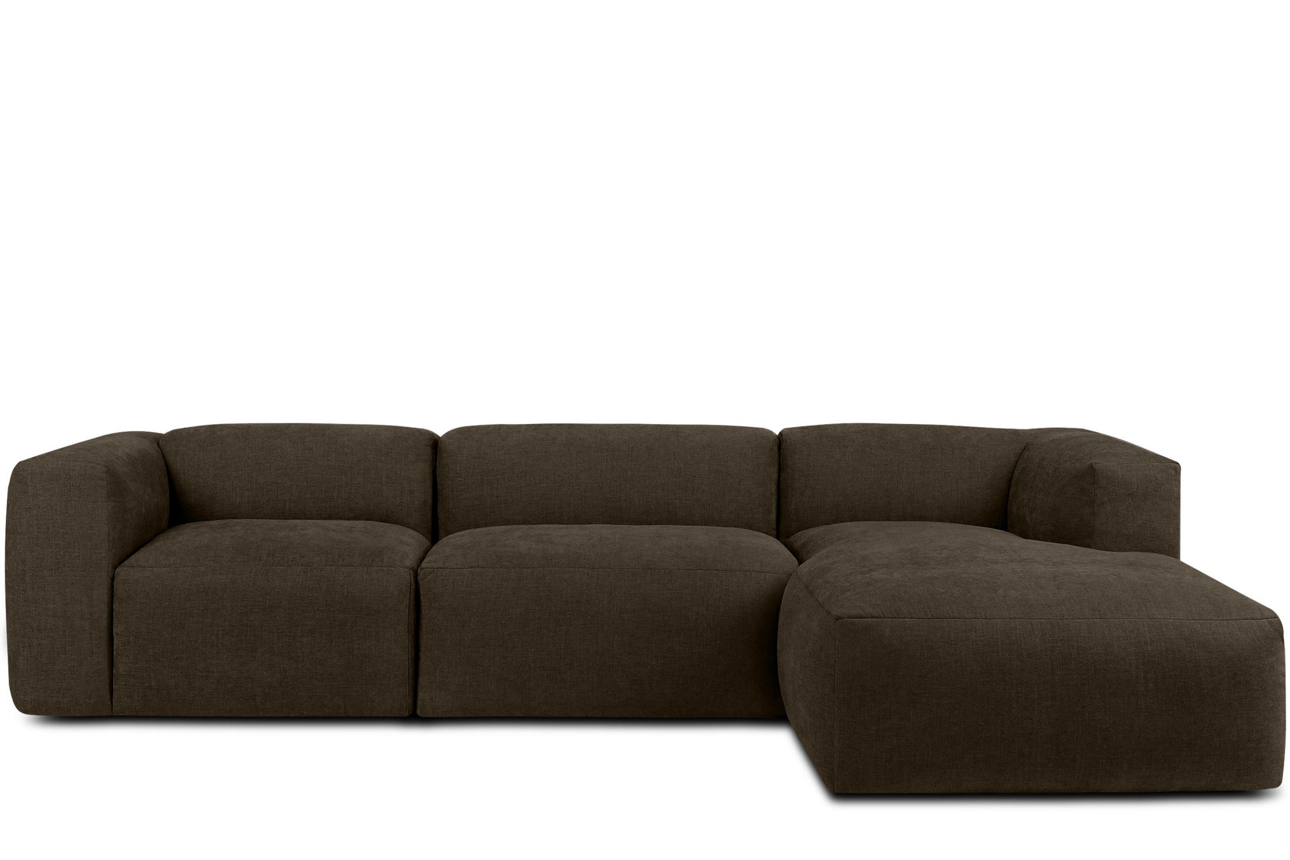 ECKMODULSOFA-RECHTS BUFFO mit extrem weicher und bequemer Sitzfläche, Gewebestoff, braun - Braun, Textil (297/180cm) - KONSIMO®
