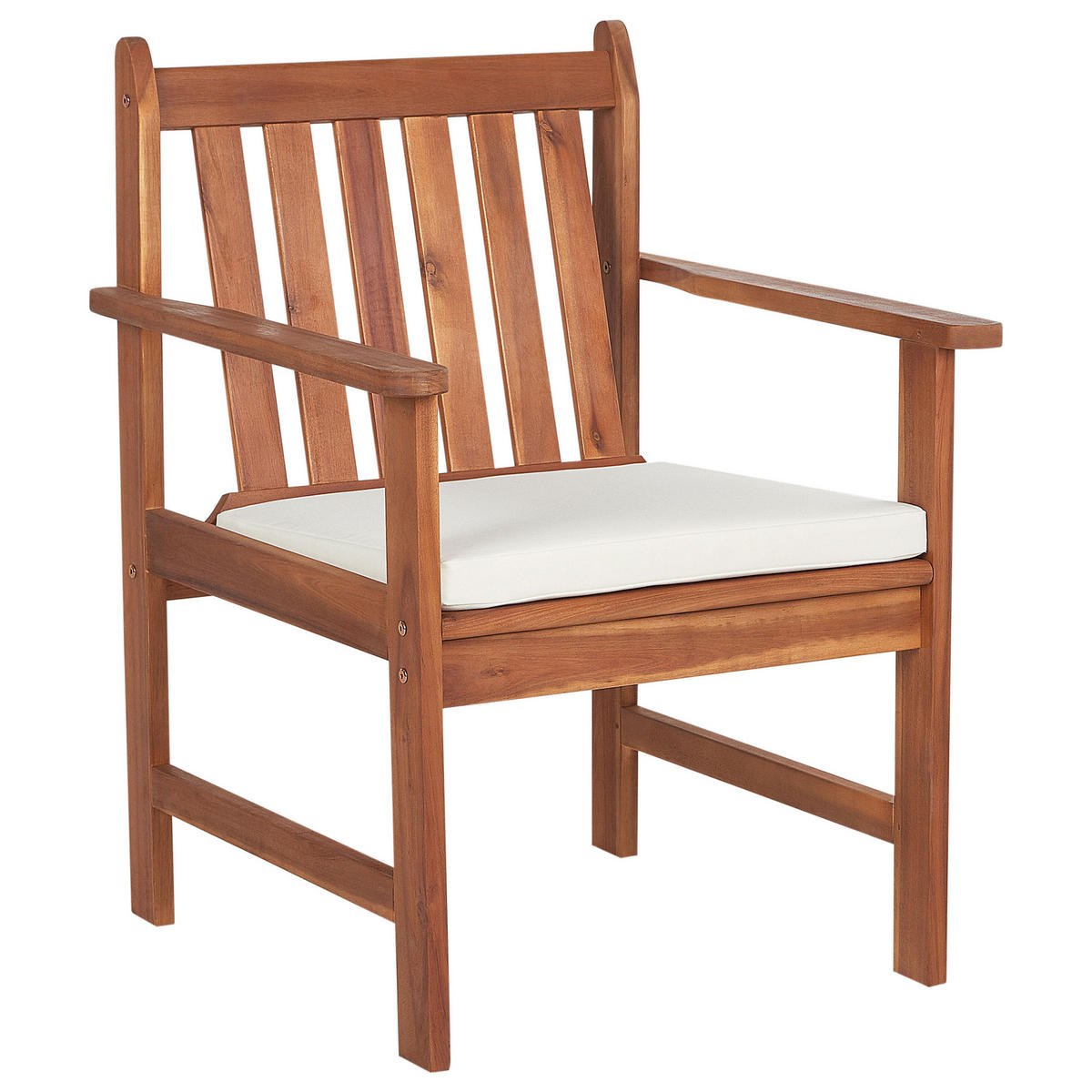 LOUNGE SET 4-Sitzer Akazienholz hellbraun Auflagen weiß Altidona - Creme, Holz - Beliani