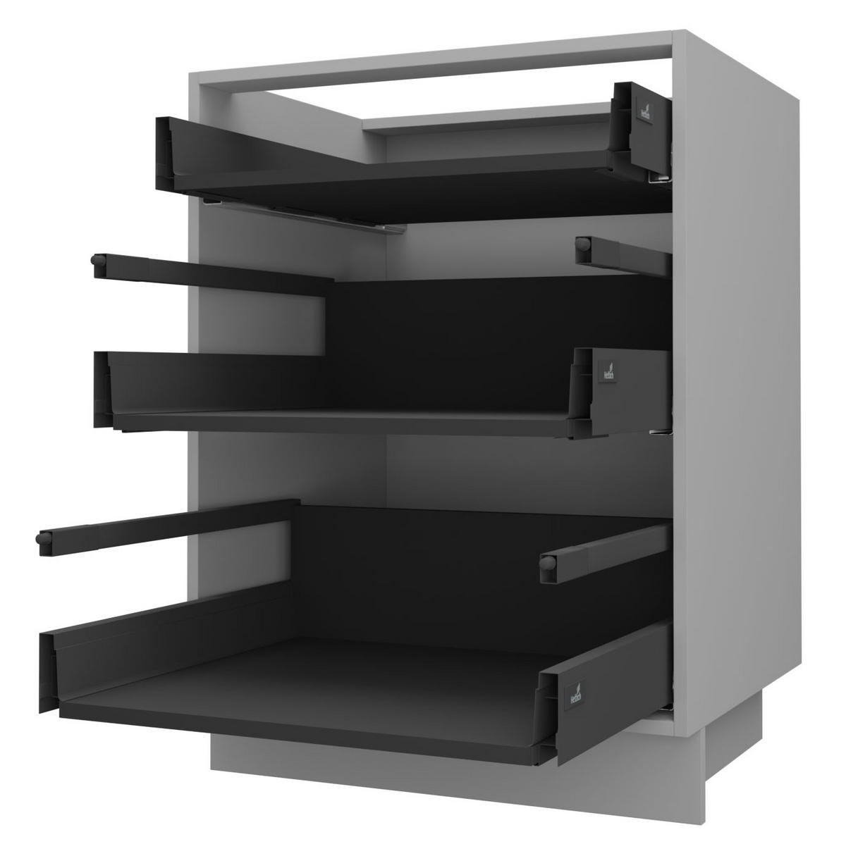 SCHUBLADENUNTERSCHRANK Bari D3/50 Grau / RAL 4009 pastellviolett 50 / 50 / 82cm HETTICH Vollauszug - Violett/Grau, Holz/Holzwerkstoff (50/82/50cm) - Feldmann-Wohnen