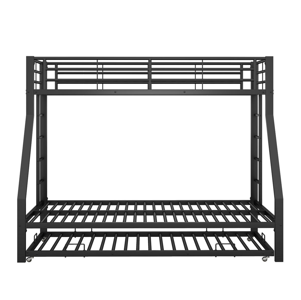 ETAGENBETT 90/140/200 cm aus Metall mit ausziehbarem Bett Schwarz - Schwarz, Metall (90/190cm) - Modenvie