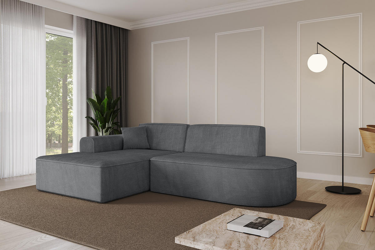 ECKSOFA Ottomane Links IREA-L1-v3 - 232x165x77 cm Duneklgrau - Dunkelgrau, Holzwerkstoff/Textil (232/165cm) - ALTDECOR