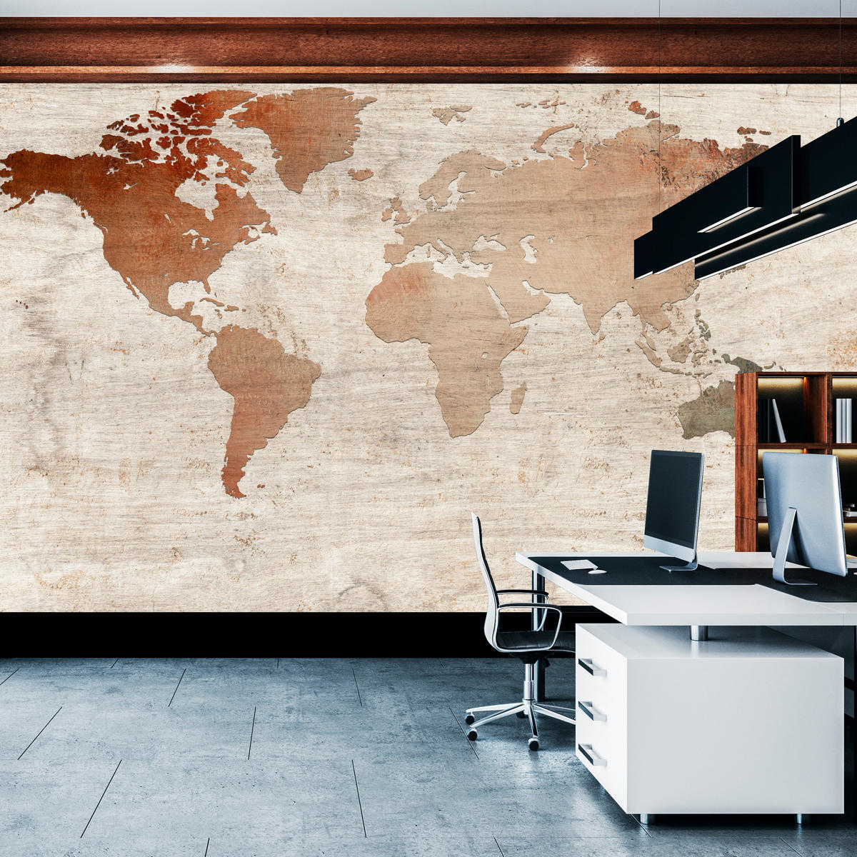 FOTOTAPETE für Wohnzimmer Vintage Karte Holz Hintergrund Retro 400x280 - Beige/Braun, Papier (400/280cm) - Muralo
