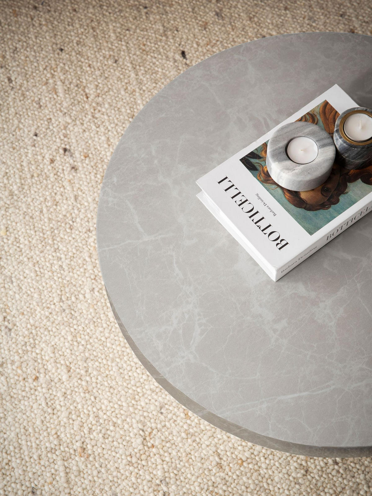 COUCHTISCH rund in Stein-Optik – moderner Look in Grau, Beige 60x60x30 cm - Beige, Holzwerkstoff (60/60/30cm) - KADIMA DESIGN