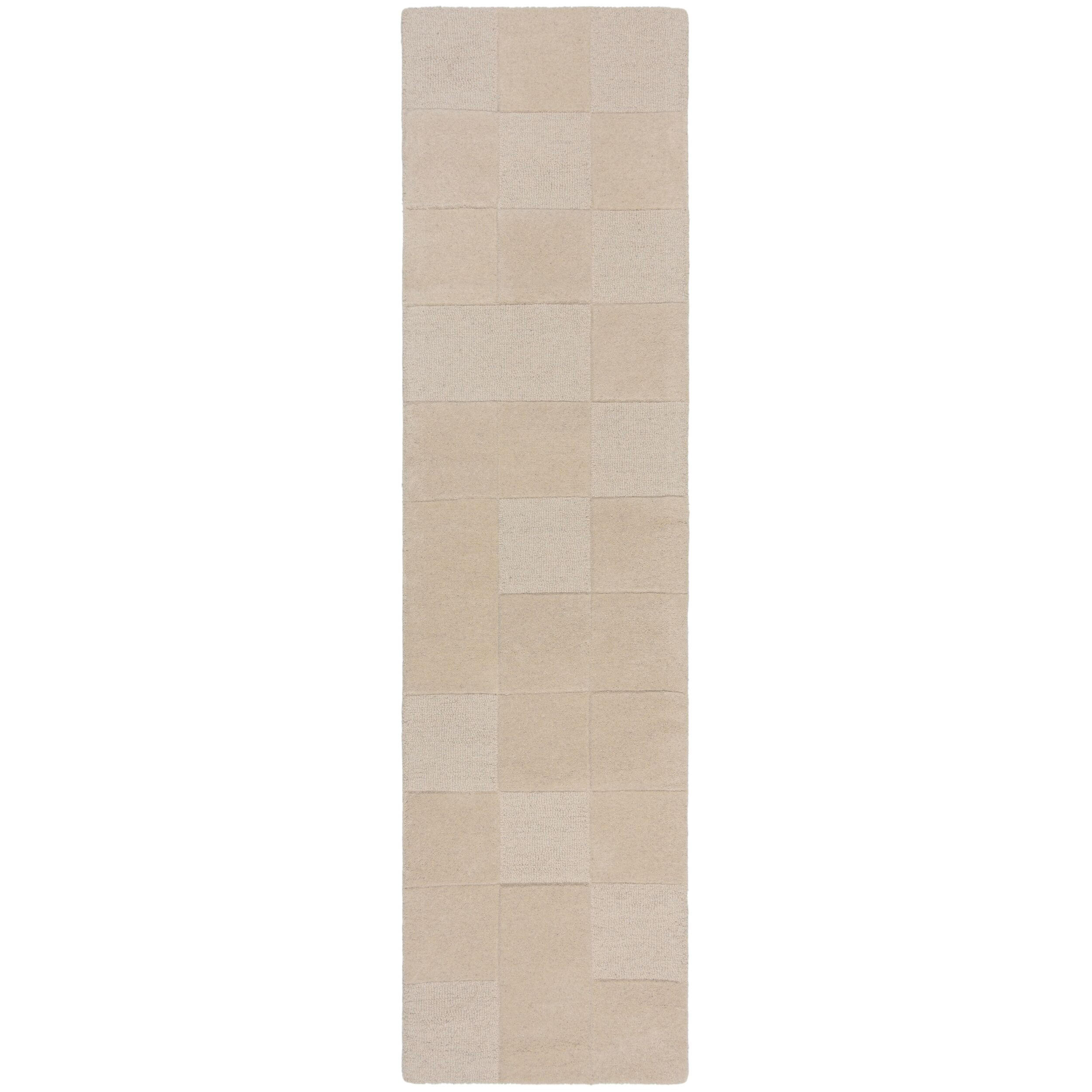WOLLTEPPICH Schachbrett Muster, Karos, Wohnzimmer schmutzabweisend Beige Läufer 60x230 - Beige, Textil (60/230cm) - KADIMA DESIGN