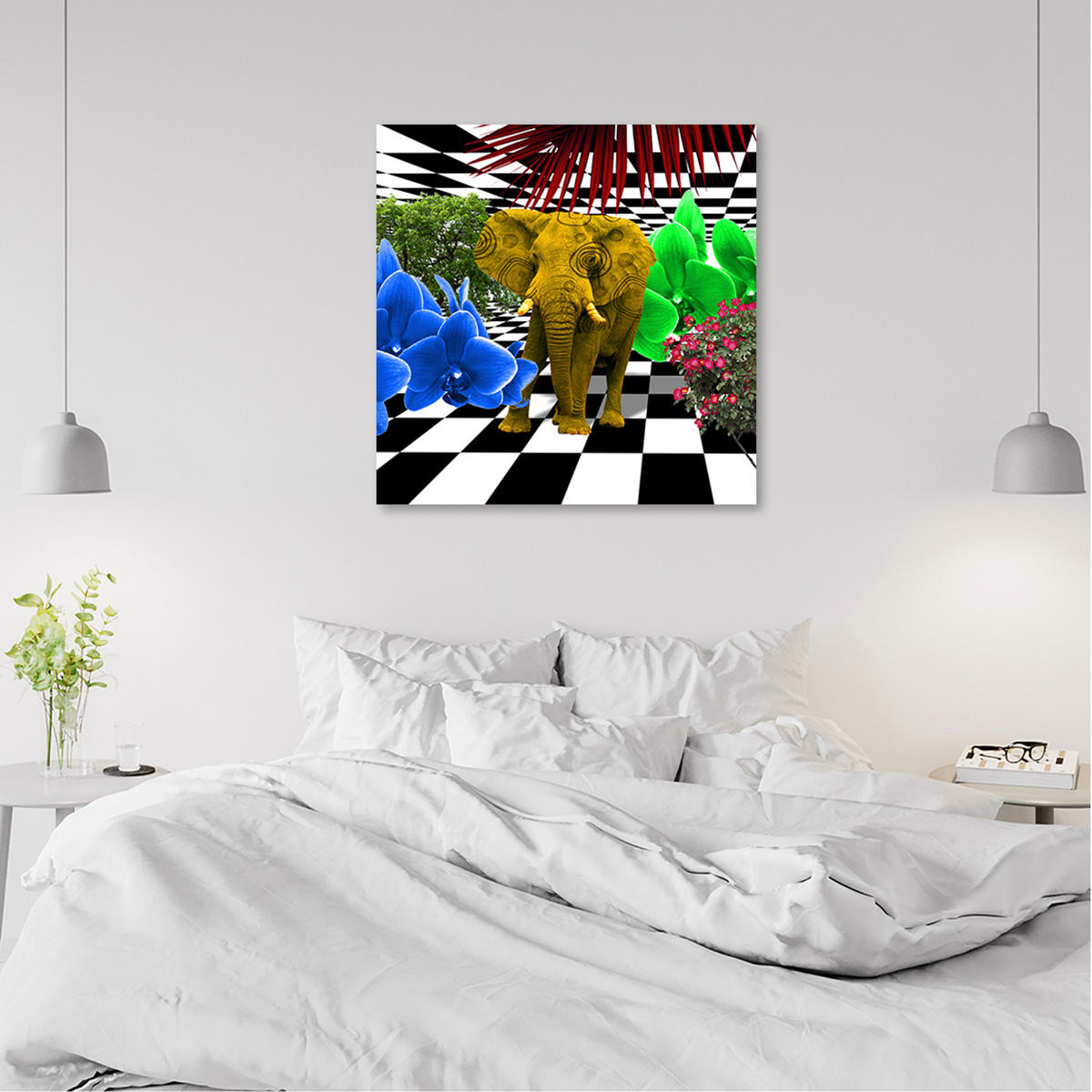 WANDBILD buntes elefant - Multicolor, Textil (50/50cm) - Feeby