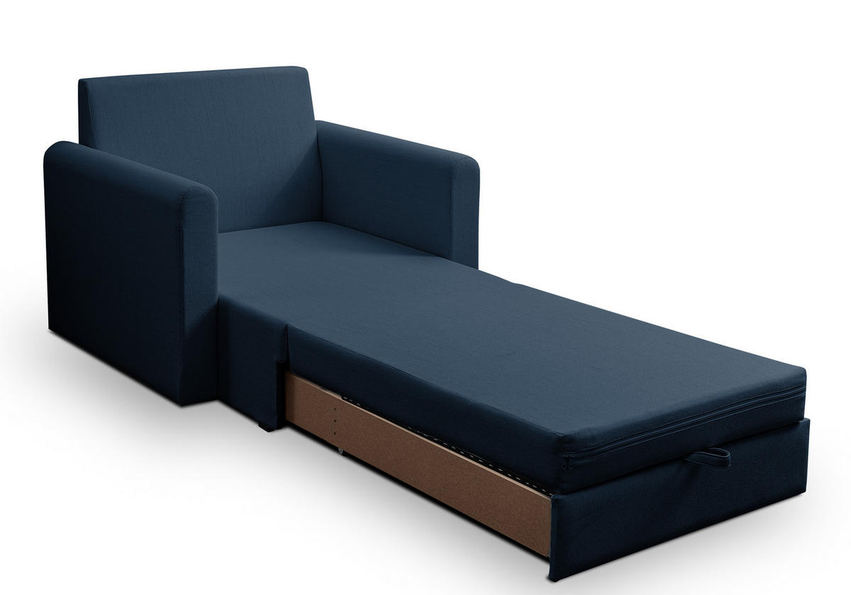 SCHLAFSESSEL Dejano Dunkelblau 75x196 cm - Schwarz/Dunkelblau, Holz/Textil (103/90/115cm) - Selsey