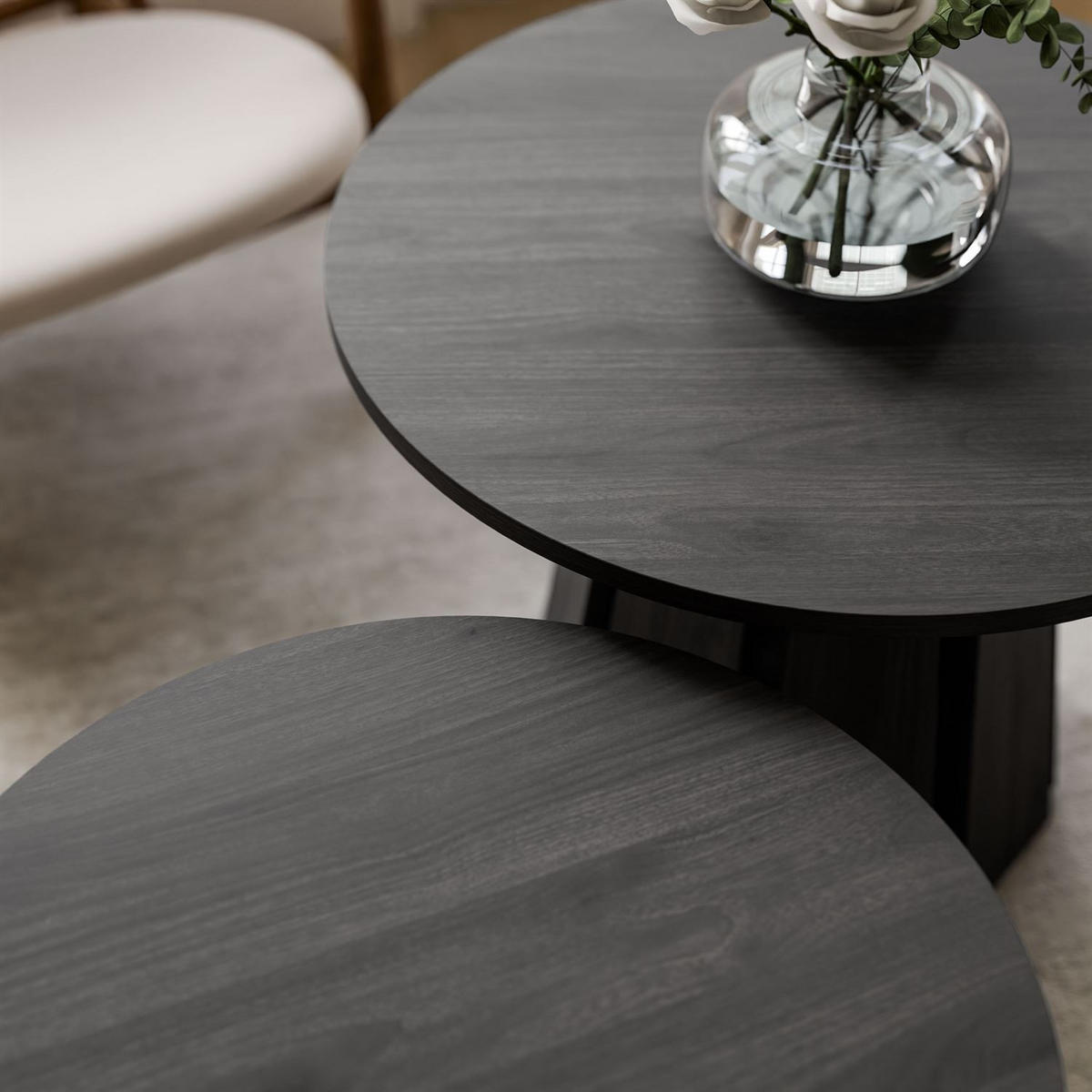 COUCHTISCHSET SILVA 2in1, Graphitschwarz - Graphitfarben, Holzwerkstoff (67/67/51cm) - Lookway