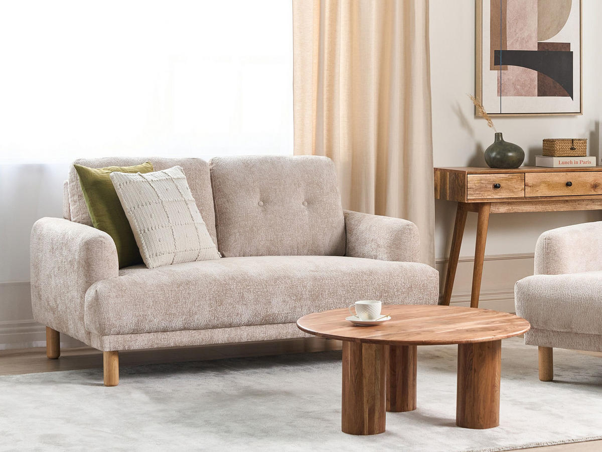 2-SITZER-SOFA Bouclé beige Tuve - Hellbraun/Beige, Textil (149/85/90cm) - Beliani