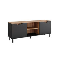 LOWBOARD Marelle Anthrazit/Artisan 150 x 60 cm mit 2 Türen - Anthrazit/Eiche Artisan, Holzwerkstoff (150/60/38cm) - Vicco