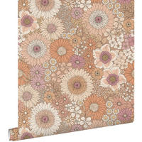 TAPETE Retro Blumen 53 cm x 10.05 m - Terracotta, Papier (53/1000cm) - ESTAhome