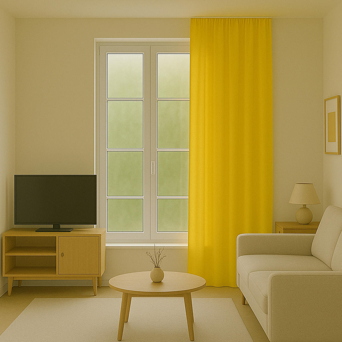 VORHANG Blickdicht ( 140x145cm ) mit Kräuselband / Universalband in Gelb - Hellgelb, Textil (140/145cm) - Bestlivings
