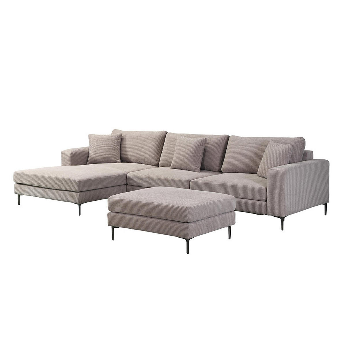 SOFA BELLANO - Beige, L - Links - Beige, Holz/Kunststoff (340/188cm) - Home Deluxe