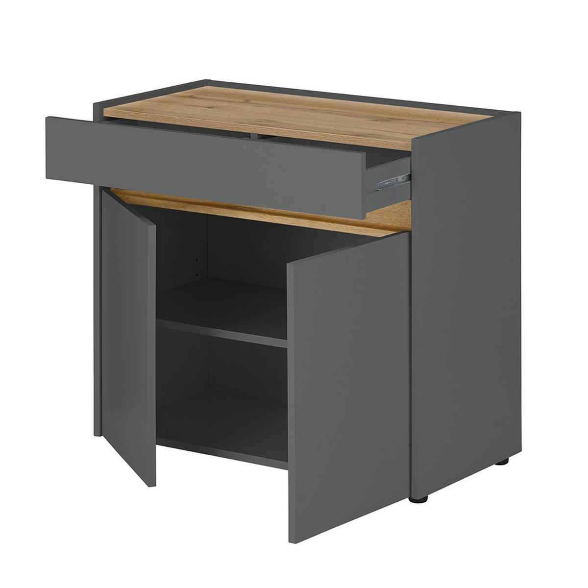 KOMMODE Crisp-61 - Anthrazit, Holzwerkstoff (80/70/40cm) - Lomado