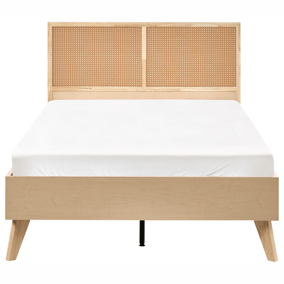 POSTEL s roštem 120/200 cm Faserplatte, PE Ratan Světle hnědá Monpazier - světle hnědá, přírodní materiály (120/200cm) - Beliani