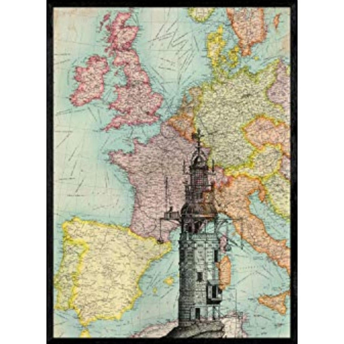 POSTER Seepferdchenkrone. A4 Schwarzer Rahmen - Schwarz, Papier (29.7/5/21cm) - Nacnic