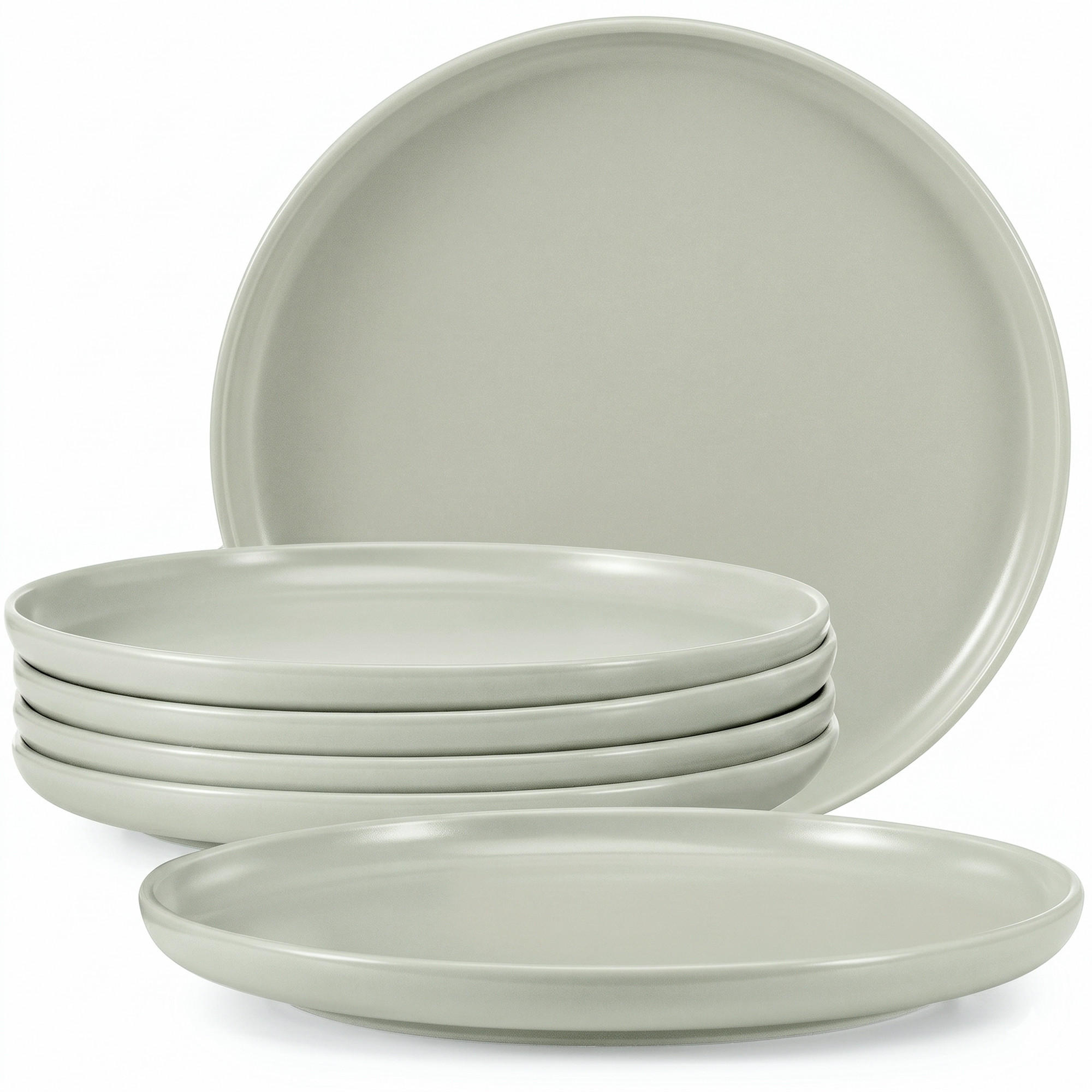 TELLER-SET VICTO 6-tlg Speiseteller, matt beige/grün/grau - Creme, Keramik (27cm) - KONSIMO®