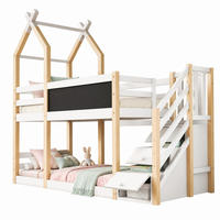 ETAGENBETT 90/200 mit Tafel und Stauraumtreppe in Natur und Weiß - Weiß, Holz (90/200cm) - EVRYAE