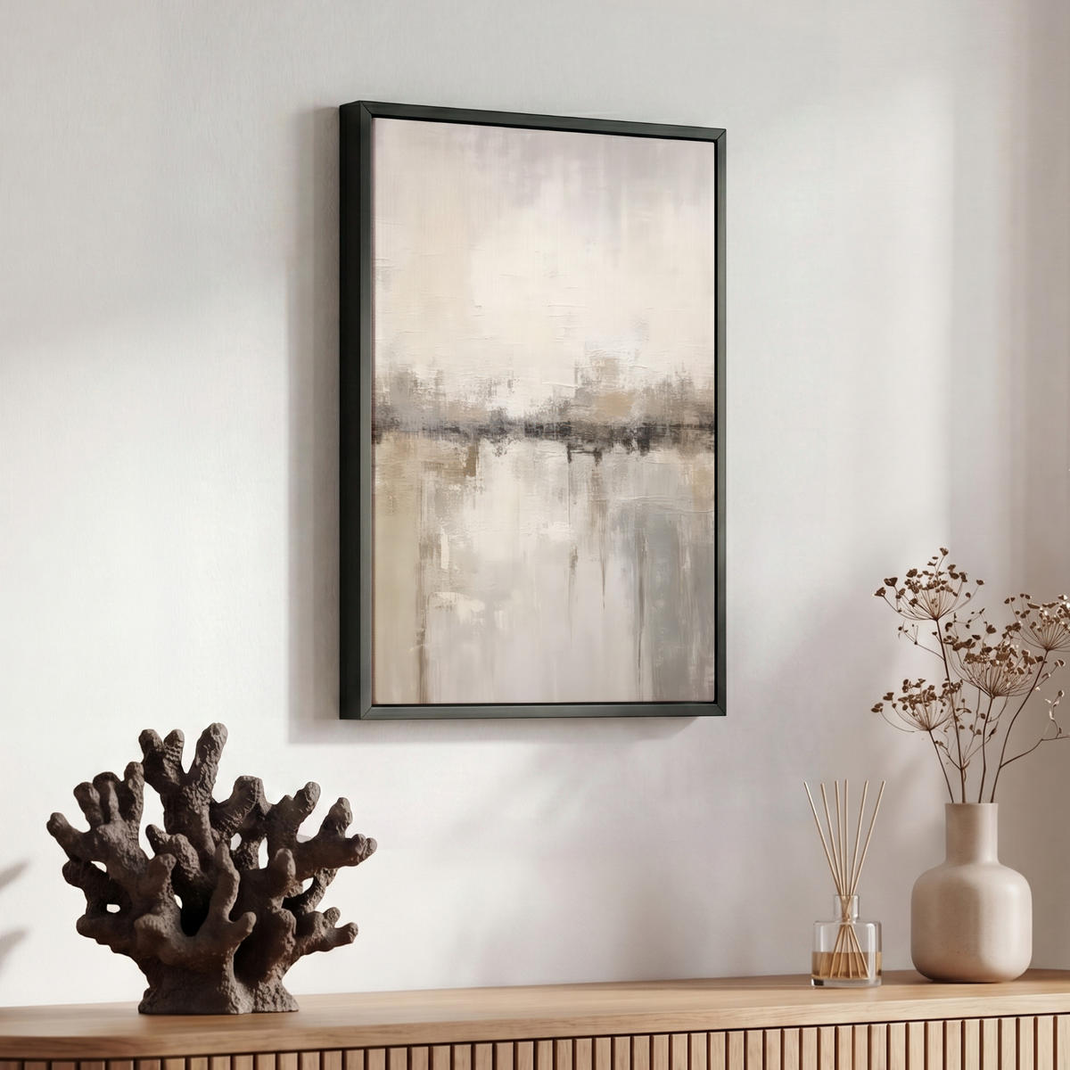LEINWAND Bilder mit Rahmen - Moderne Kunst - Abstrakt - Beige - 30x40 - Beige, Textil (30/40cm) - MuchoWow