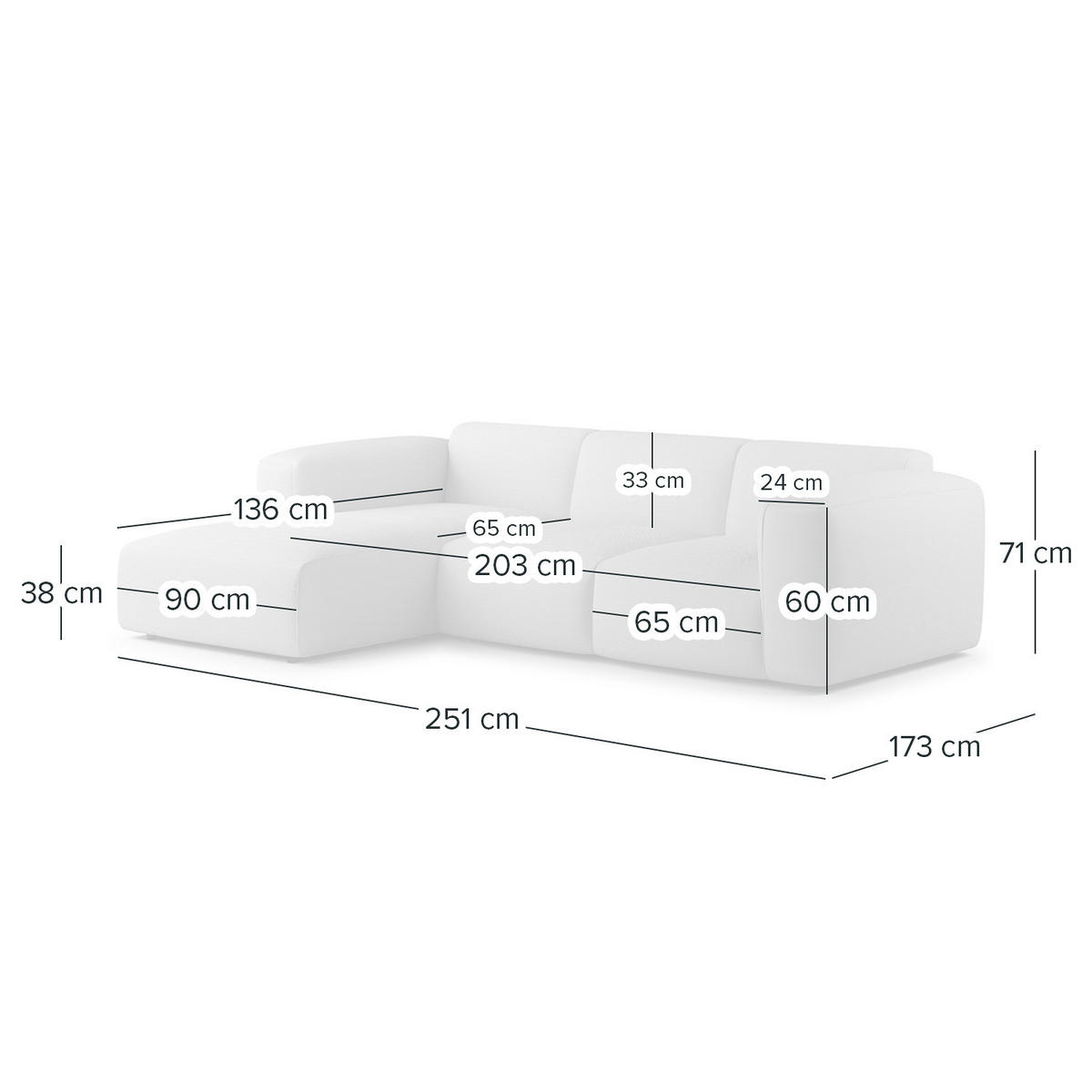 3-SITZER ECKSOFA mit Longchair - Taupe/Schwarz, Kunststoff/Textil (251/173cm) - home24