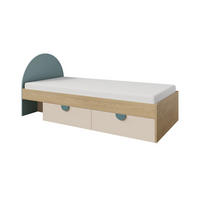 JUGENDBETT LEXO 13 90/200 cm in Eiche Cremona/Macadamia/Meeresblau - Blau/Eichefarben, Holzwerkstoff (90/200cm) - Deine Möbel 24