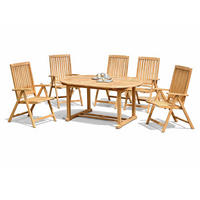 GARTEN-SITZGRUPPE Manuel 7-teilig Gartenmöbel-Set - Teakfarben, Holz - DELUKE