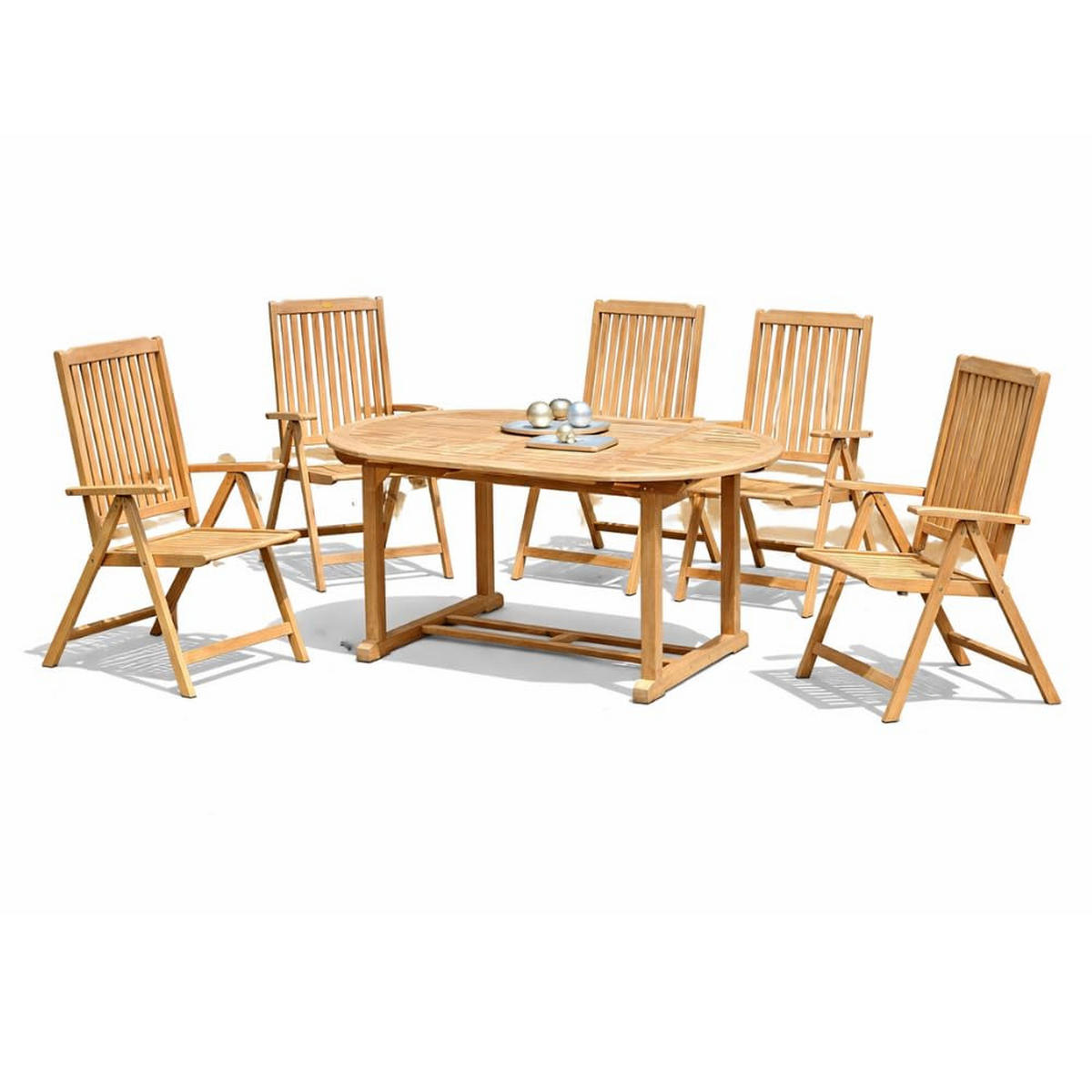 GARTEN-SITZGRUPPE Manuel 7-teilig Gartenmöbel-Set - Teakfarben, Holz - DELUKE