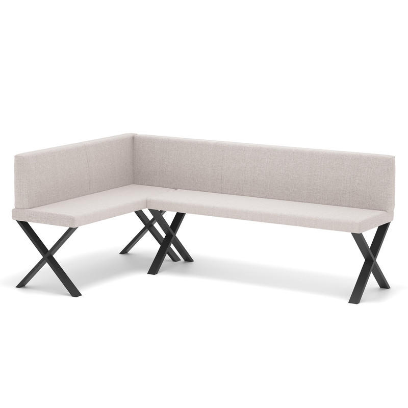 ECKBANK links VERO X Webstoff glatt, 142/196 cm Beige - Beige, Textil/Metall (142/196cm) - Idohome