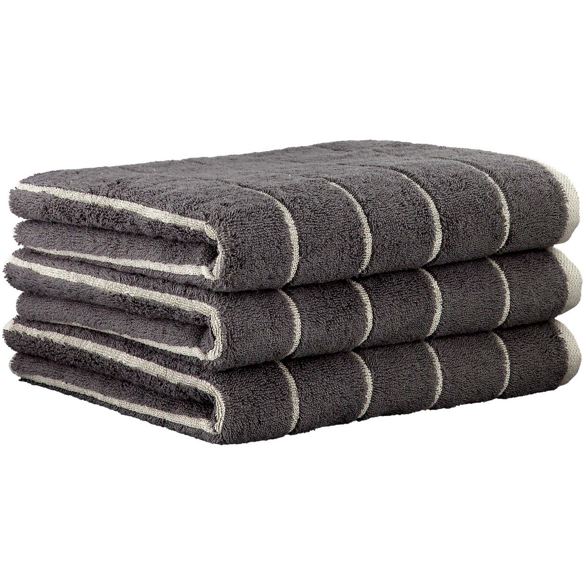 HANDTUCH Unisex Balance Anthrazit 3er Pack Baumwolle - Anthrazit, Textil (200/135cm) - Cawoe