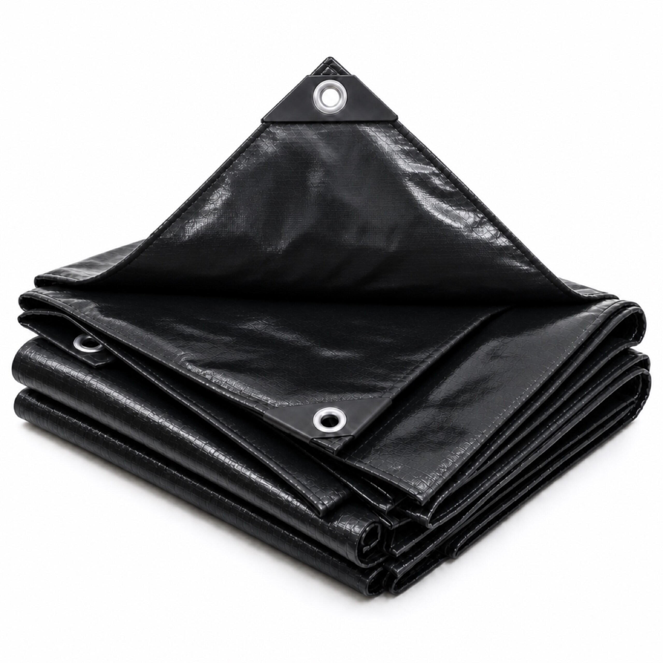 PRELATĂ neagră impermeabilă 3x4 m - negru, material plastic (400/300/0.1cm) - Relaxdays